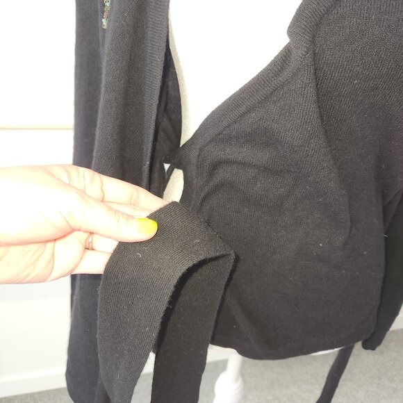 Vanita Rosa Paris St. Barth Black Cashmere Wrap Cardigan Embellished Resort - Picture 6 of 13